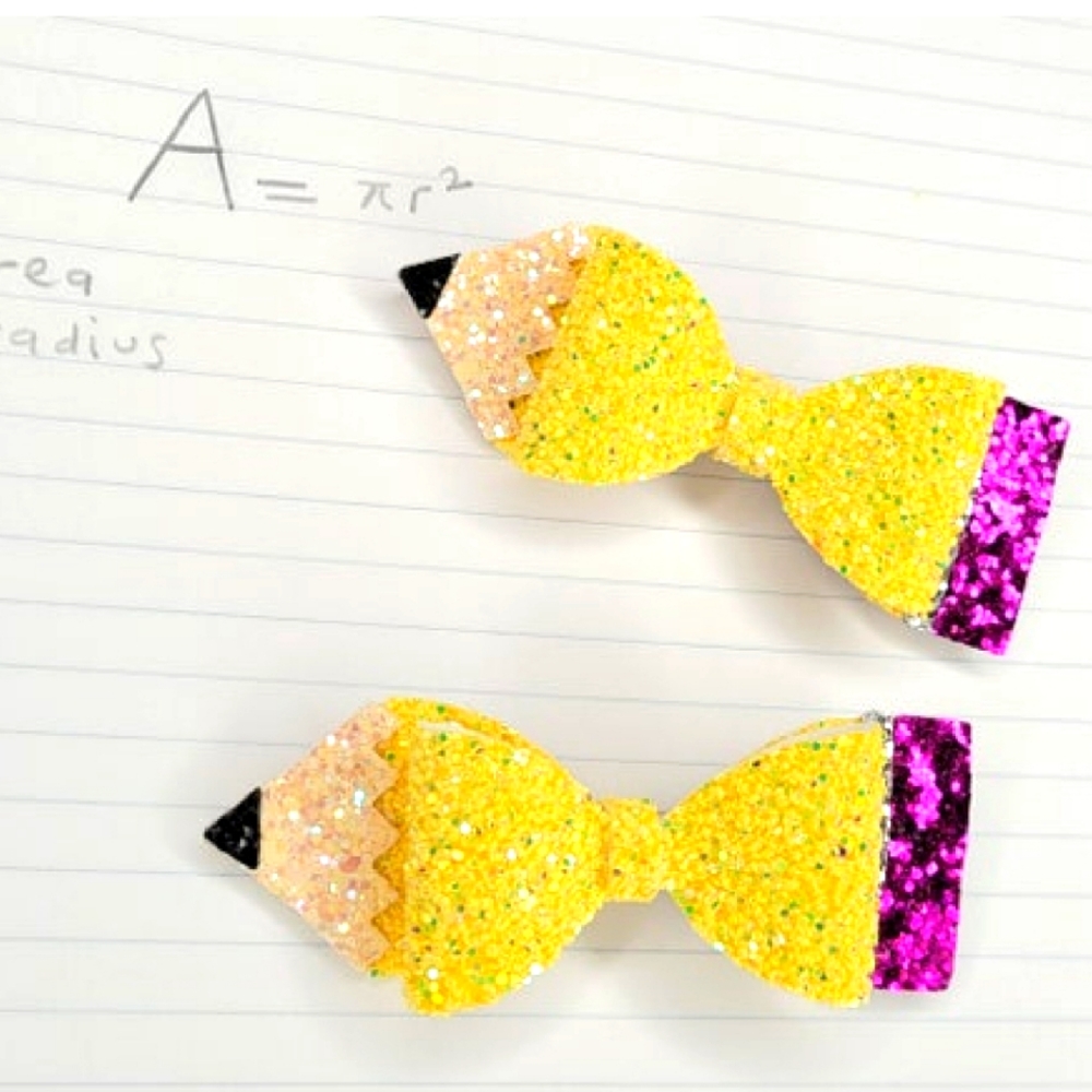 Back to School Hair bow Pencil bow for toddler school age pre kindergarten